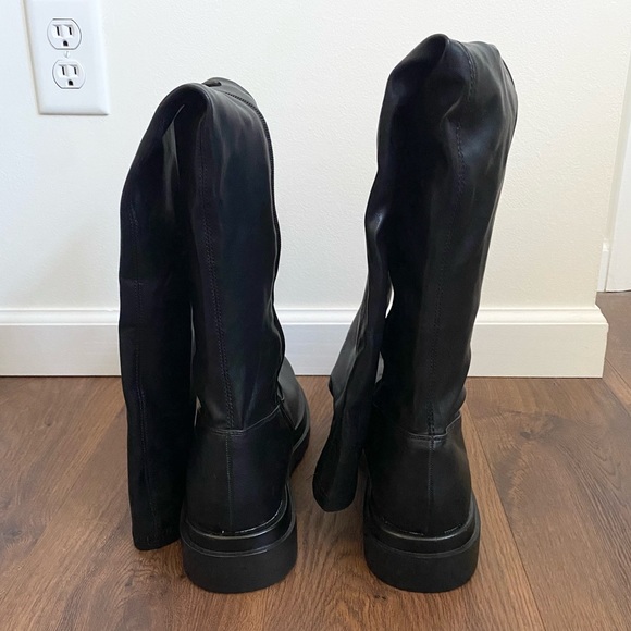 Truffle Collection Chunky Stretch Over the Knee Boots in Black - Picture 6 of 7